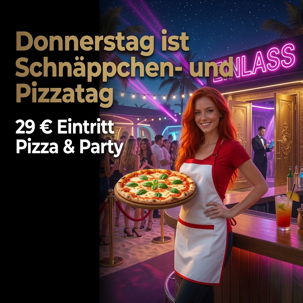 Donnerstag: 29 € – 29 € Eintritt · frische Pizza den ganzen Tag