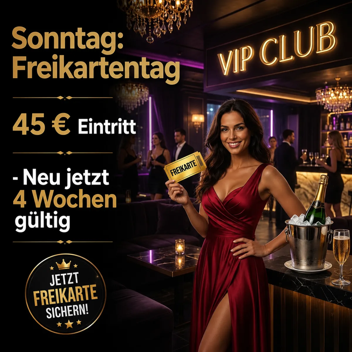 Sonntag: 45 € – inkl. Freikarte – NEU 4 Wochen gültig